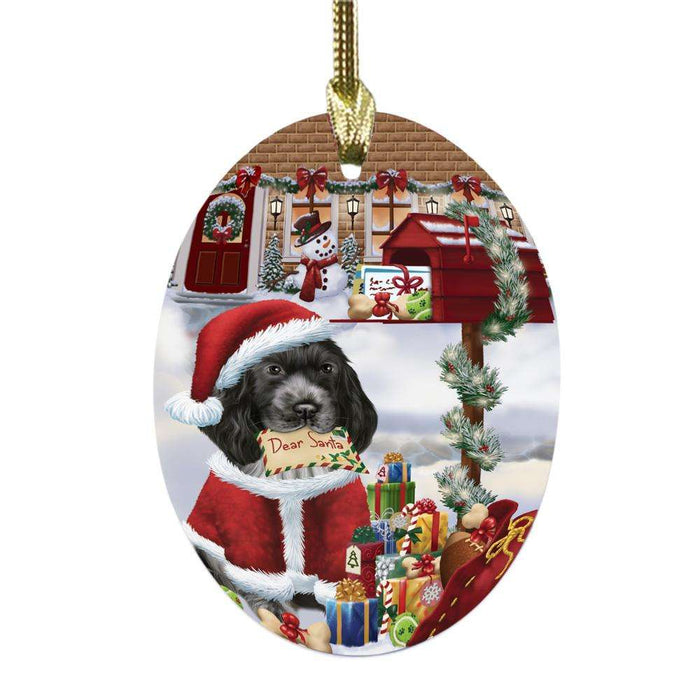 Cocker Spaniel Dog Dear Santa Letter Christmas Holiday Mailbox Oval Glass Christmas Ornament OGOR49039