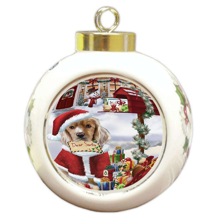 Cocker Spaniel Dog Dear Santa Letter Christmas Holiday Mailbox Round Ball Christmas Ornament RBPOR53533