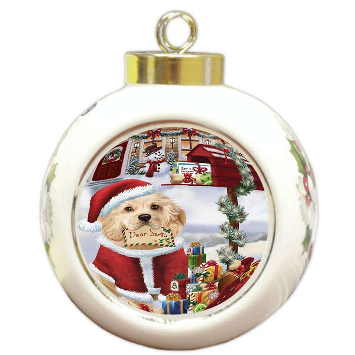 Cocker Spaniel Dog Dear Santa Letter Christmas Holiday Mailbox Round Ball Christmas Ornament RBPOR53534