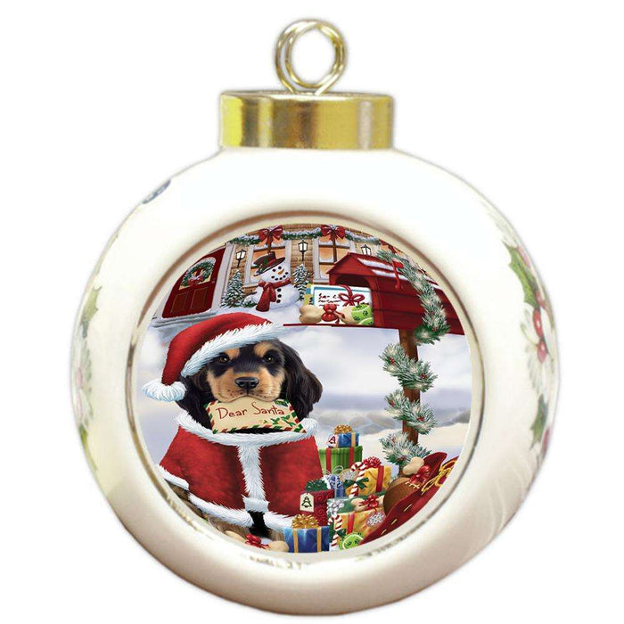 Cocker Spaniel Dog Dear Santa Letter Christmas Holiday Mailbox Round Ball Christmas Ornament RBPOR53535