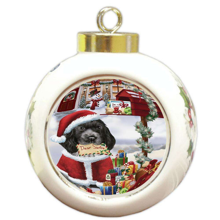 Cocker Spaniel Dog Dear Santa Letter Christmas Holiday Mailbox Round Ball Christmas Ornament RBPOR53536