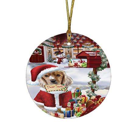 Cocker Spaniel Dog Dear Santa Letter Christmas Holiday Mailbox Round Flat Christmas Ornament RFPOR53524