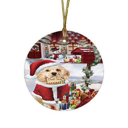 Cocker Spaniel Dog Dear Santa Letter Christmas Holiday Mailbox Round Flat Christmas Ornament RFPOR53525
