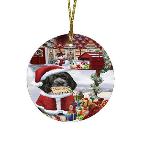 Cocker Spaniel Dog Dear Santa Letter Christmas Holiday Mailbox Round Flat Christmas Ornament RFPOR53527
