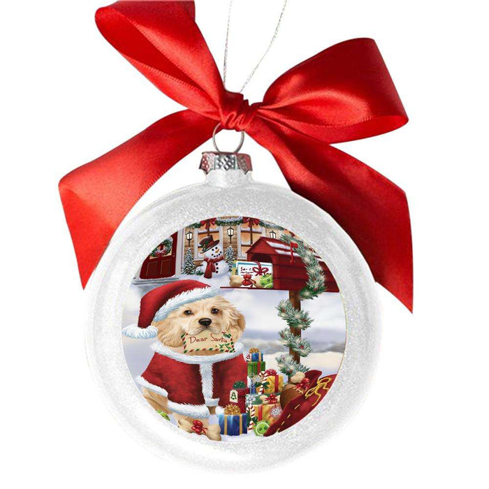 Cocker Spaniel Dog Dear Santa Letter Christmas Holiday Mailbox White Round Ball Christmas Ornament WBSOR49037