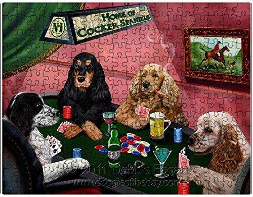 Cocker Spaniel Dogs Playing Poker 500 Pc. Puzzle with Photo Tin