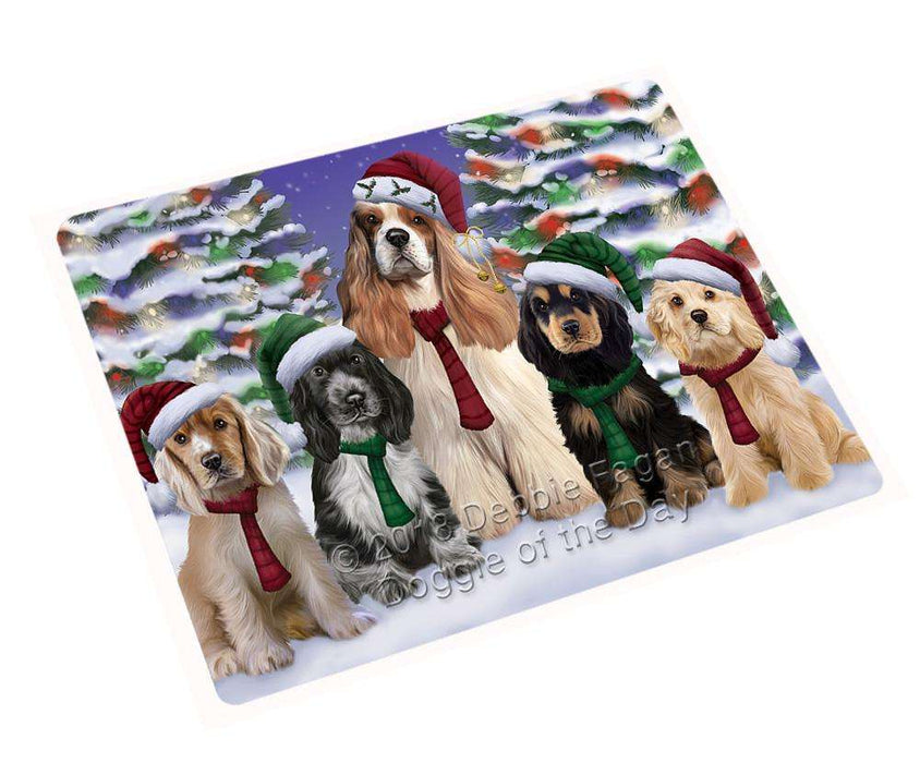 Cocker Spaniels Dog Christmas Family Portrait in Holiday Scenic Background Cutting Board C62226