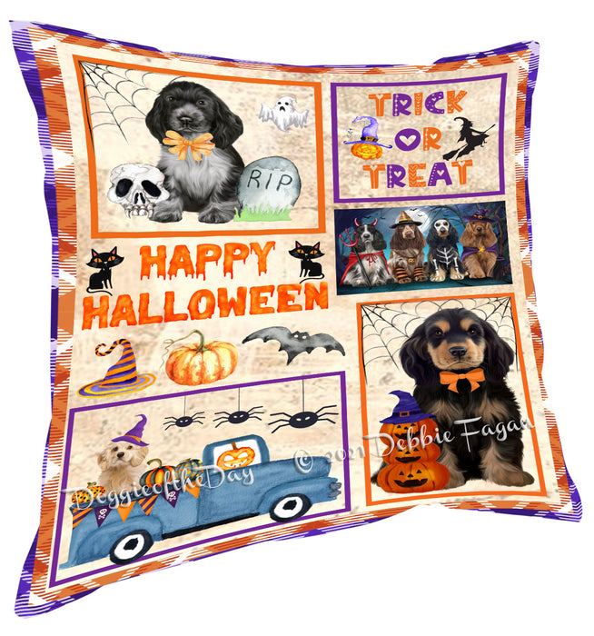 Happy Halloween Trick or Treat Cocker Spaniel Dogs Pillow with Top Quality High-Resolution Images - Ultra Soft Pet Pillows for Sleeping - Reversible & Comfort - Ideal Gift for Dog Lover - Cushion for Sofa Couch Bed - 100% Polyester
