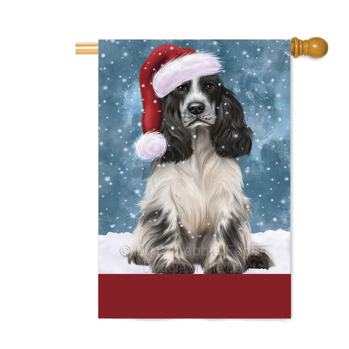 Personalized Let It Snow Happy Holidays Cocker Spaniel Dog Custom House Flag FLG-DOTD-A62386