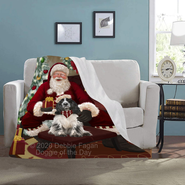 Santa's Christmas Surprise Cocker Spaniel Dog Blanket BLNKT142148