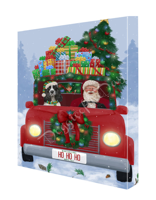 Christmas Honk Honk Here Comes Santa with Cocker Spaniel Dog Canvas Print Wall Art Décor CVS146690