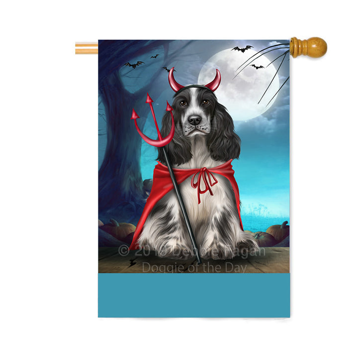 Personalized Happy Halloween Trick or Treat Cocker Spaniel Dog Devil Custom House Flag FLG64148
