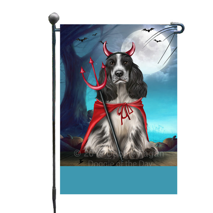 Personalized Happy Halloween Trick or Treat Cocker Spaniel Dog Devil Custom Garden Flag GFLG64457