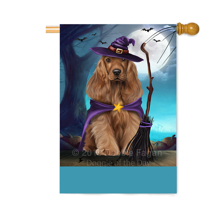 Personalized Happy Halloween Trick or Treat Cocker Spaniel Dog Witch Custom House Flag FLG64258