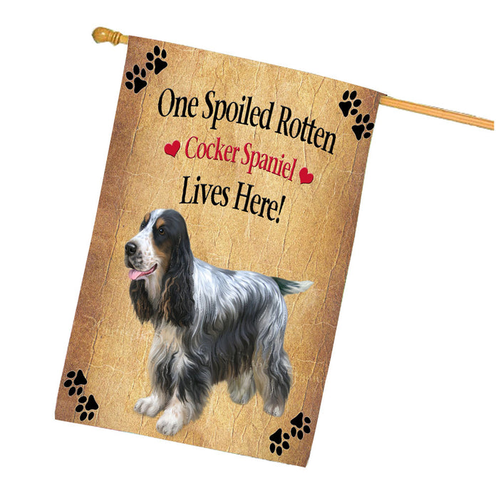 Spoiled Rotten Cocker Spaniel Dog House Flag Outdoor Decorative Double Sided Pet Portrait Weather Resistant Premium Quality Animal Printed Home Decorative Flags 100% Polyester FLG68306