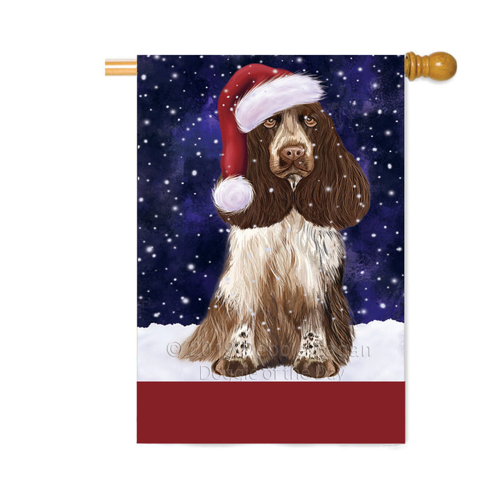 Personalized Let It Snow Happy Holidays Cocker Spaniel Dog Custom House Flag FLG-DOTD-A62385