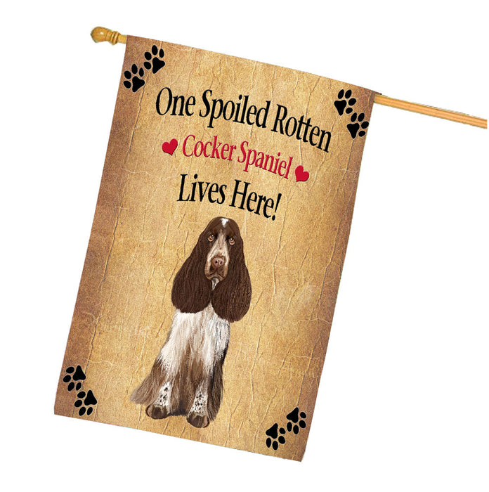 Spoiled Rotten Cocker Spaniel Dog House Flag Outdoor Decorative Double Sided Pet Portrait Weather Resistant Premium Quality Animal Printed Home Decorative Flags 100% Polyester FLG68305