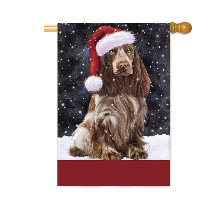 Personalized Let It Snow Happy Holidays Cocker Spaniel Dog Custom House Flag FLG-DOTD-A62387