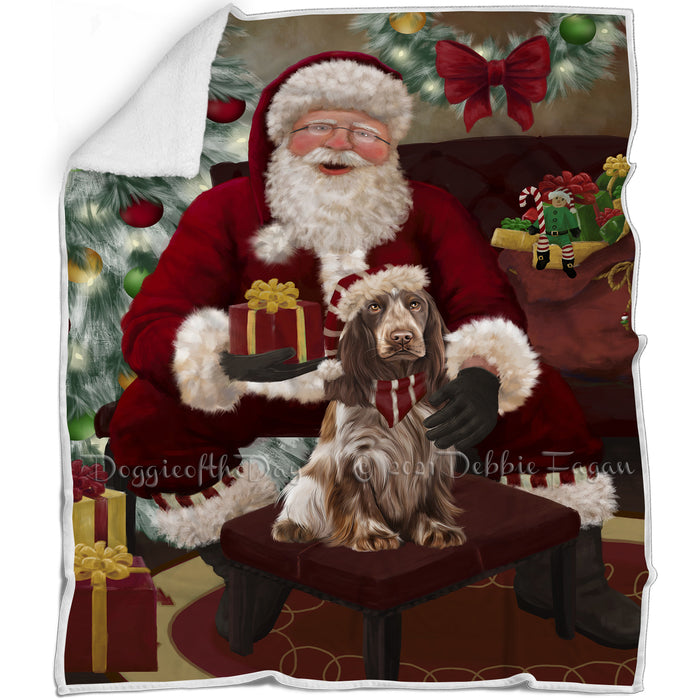 Santa's Christmas Surprise Cocker Spaniel Dog Blanket BLNKT142153