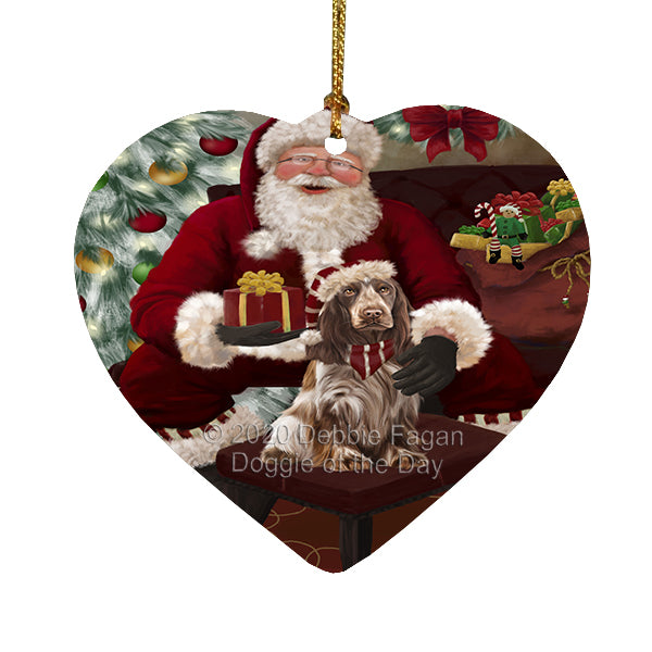 Santa's Christmas Surprise Cocker Spaniel Dog Heart Christmas Ornament RFPOR58355