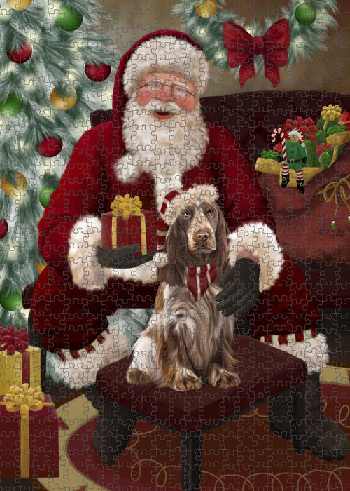 Santa's Christmas Surprise Cocker Spaniel Dog Puzzle with Photo Tin PUZL100752