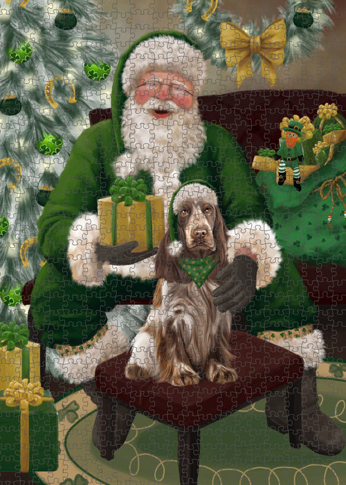 Christmas Irish Santa with Gift and Cocker Spaniel Dog Puzzle with Photo Tin PUZL100360
