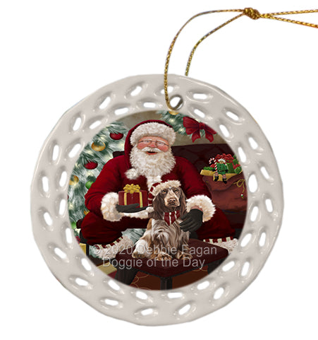 Santa's Christmas Surprise Cocker Spaniel Dog Doily Ornament DPOR59575