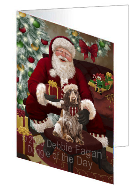 Santa's Christmas Surprise Cocker Spaniel Dog Handmade Artwork Assorted Pets Greeting Cards and Note Cards with Envelopes for All Occasions and Holiday Seasons
