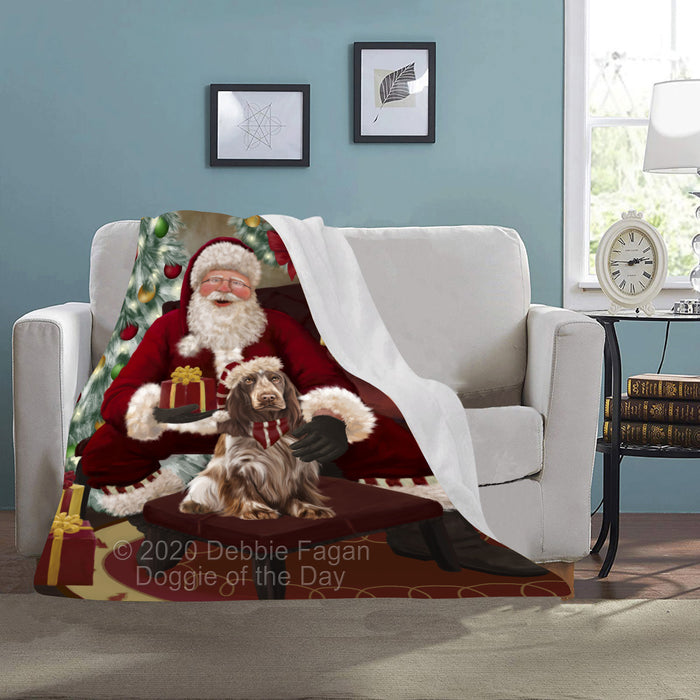Santa's Christmas Surprise Cocker Spaniel Dog Blanket BLNKT142153