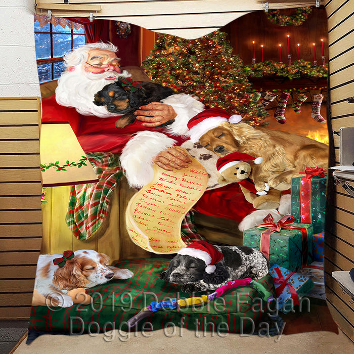Santa Sleeping with Cocker Spaniel Dogs Quilt