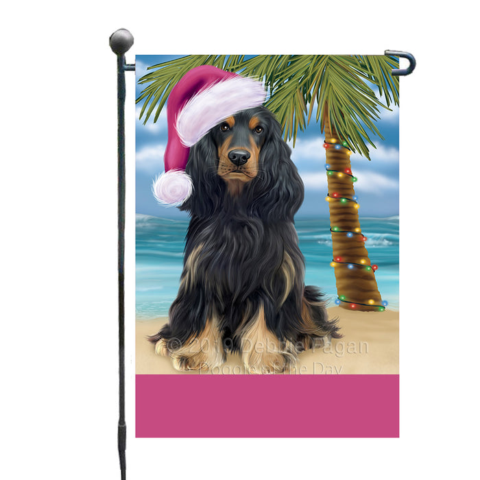 Personalized Summertime Happy Holidays Christmas Cocker Spaniel Dog on Tropical Island Beach  Custom Garden Flags GFLG-DOTD-A60459