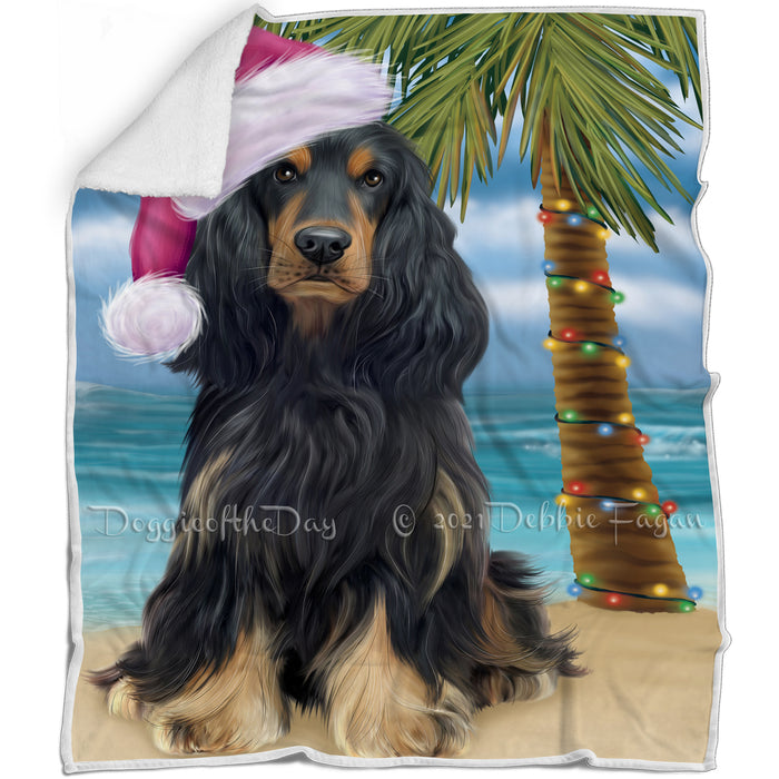 Summertime Happy Holidays Christmas Cocker Spaniel Dog on Tropical Island Beach Blanket D168