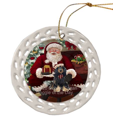 Santa's Christmas Surprise Cocker Spaniel Dog Doily Ornament DPOR59576
