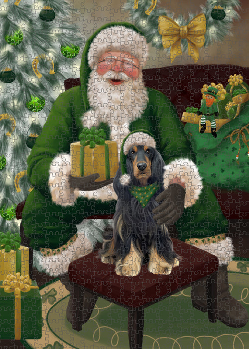 Christmas Irish Santa with Gift and Cocker Spaniel Dog Puzzle with Photo Tin PUZL100364
