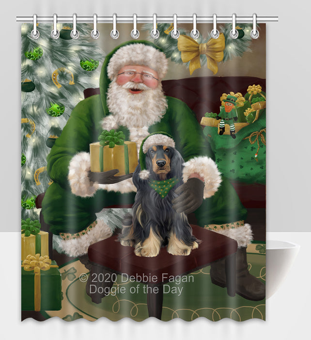 Christmas Irish Santa with Gift and Cocker Spaniel Dog Shower Curtain Bathroom Accessories Decor Bath Tub Screens SC126