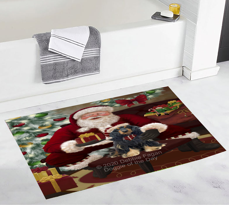 Santa's Christmas Surprise Cocker Spaniel Dog Bathroom Rugs with Non Slip Soft Bath Mat for Tub BRUG55453
