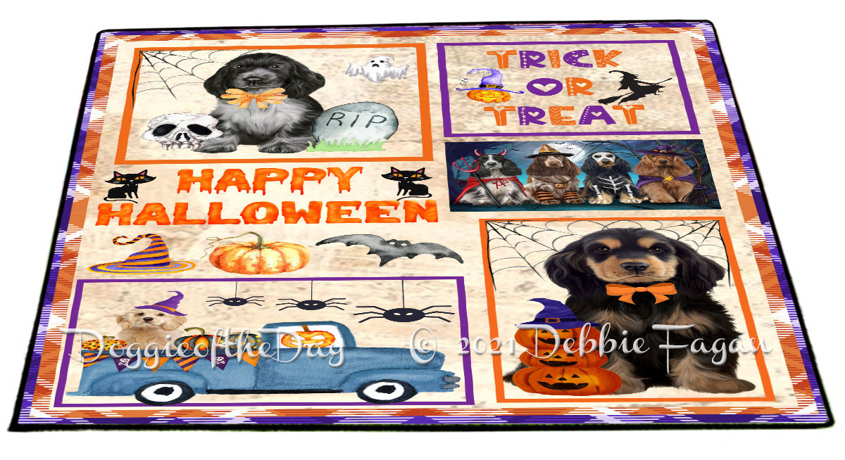 Happy Halloween Trick or Treat Cocker Spaniel Dogs Indoor/Outdoor Welcome Floormat - Premium Quality Washable Anti-Slip Doormat Rug FLMS58069