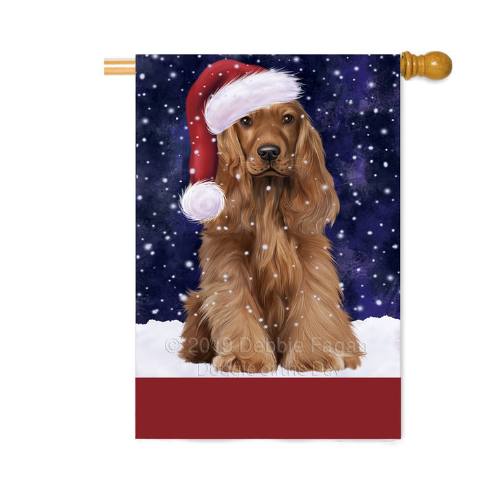 Personalized Let It Snow Happy Holidays Cocker Spaniel Dog Custom House Flag FLG-DOTD-A62389