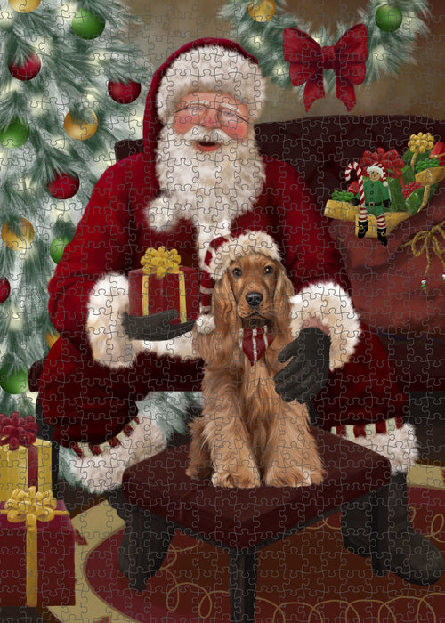 Santa's Christmas Surprise Cocker Spaniel Dog Puzzle with Photo Tin PUZL100760