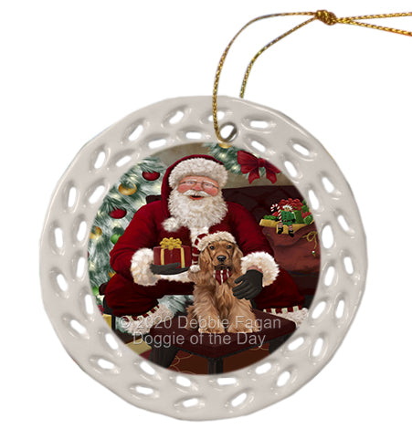 Santa's Christmas Surprise Cocker Spaniel Dog Doily Ornament DPOR59577