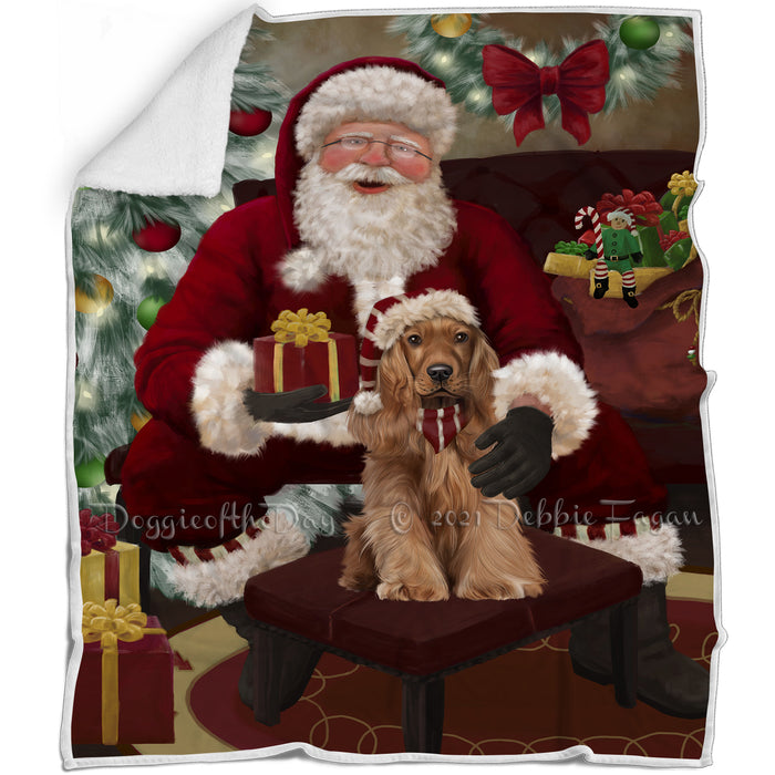 Santa's Christmas Surprise Cocker Spaniel Dog Blanket BLNKT142163