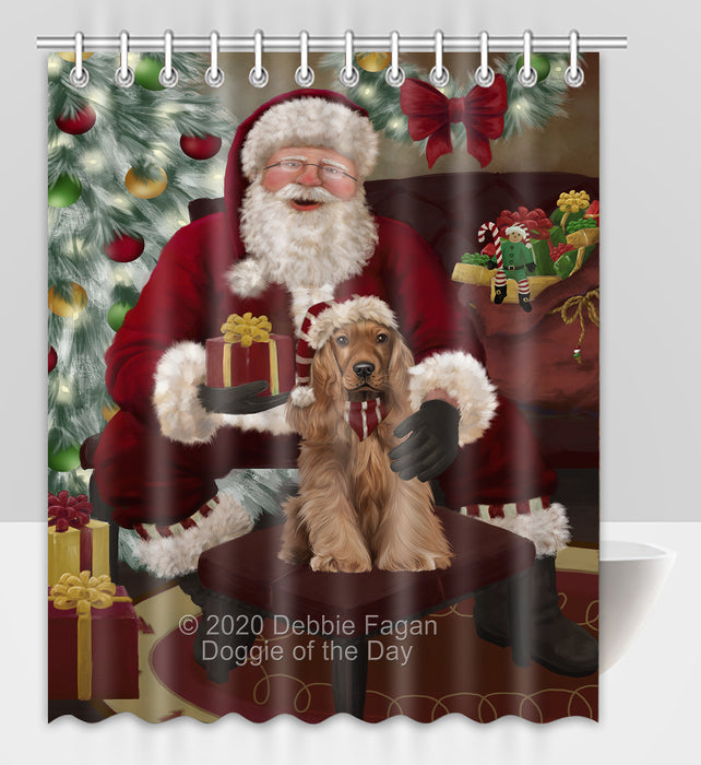 Santa's Christmas Surprise Cocker Spaniel Dog Shower Curtain Bathroom Accessories Decor Bath Tub Screens SC225