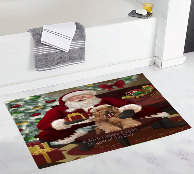 Santa's Christmas Surprise Cocker Spaniel Dog Bathroom Rugs with Non Slip Soft Bath Mat for Tub BRUG55456