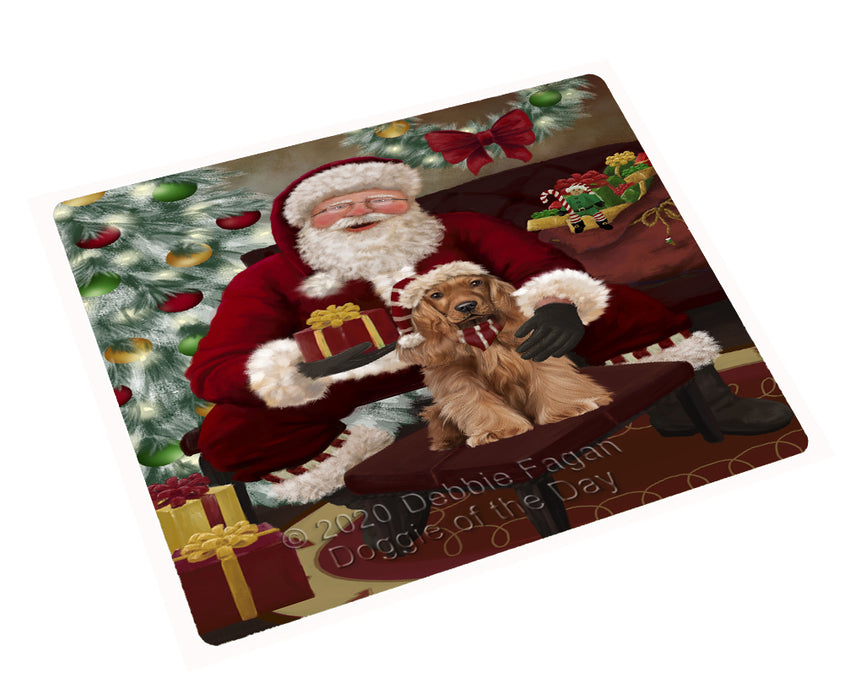 Santa's Christmas Surprise Cocker Spaniel Dog Cutting Board - Easy Grip Non-Slip Dishwasher Safe Chopping Board Vegetables C78598