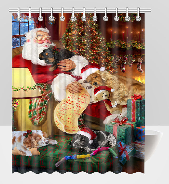 Santa Sleeping with Cocker Spaniel Dogs Shower Curtain