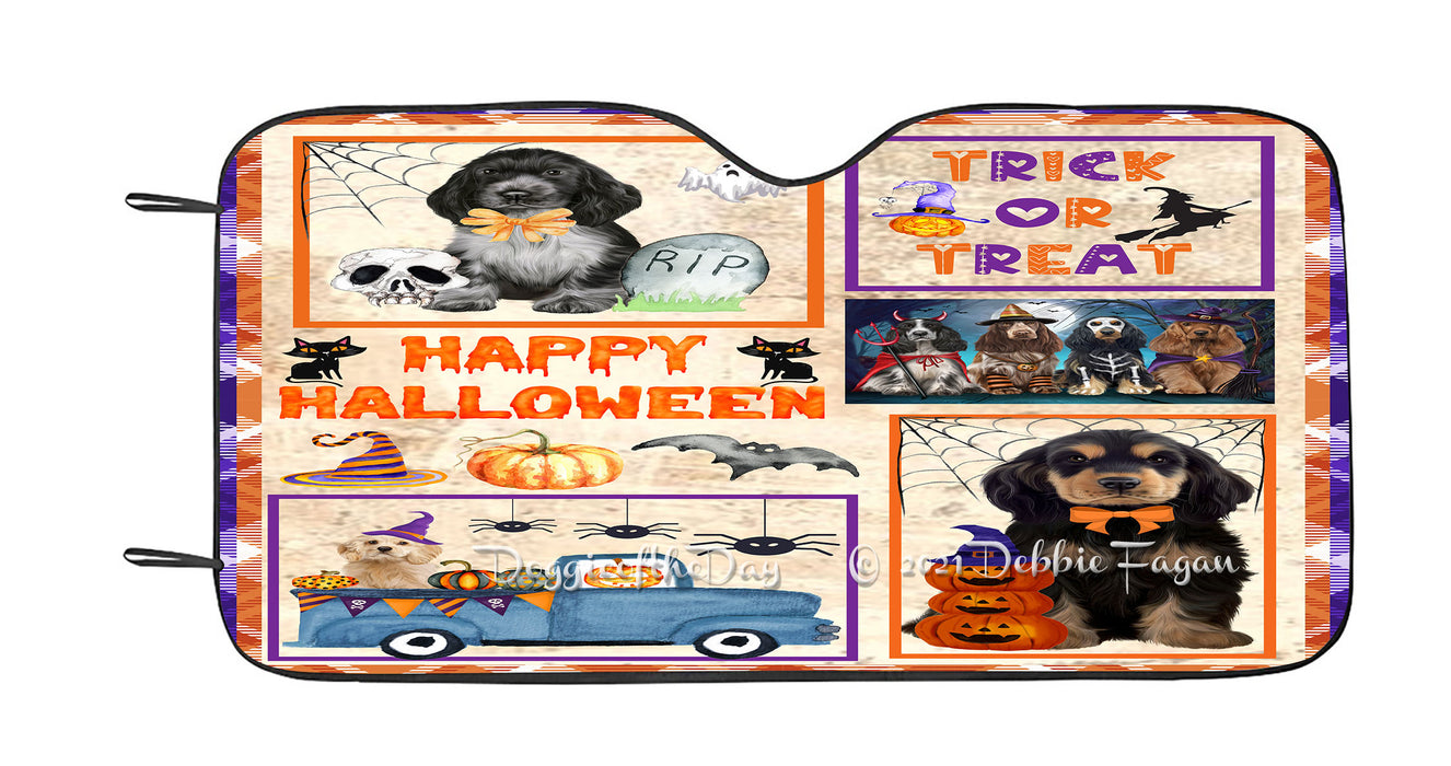 Happy Halloween Trick or Treat Cocker Spaniel Dogs Car Sun Shade Cover Curtain