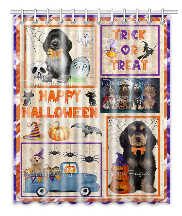 Happy Halloween Trick or Treat Cocker Spaniel Dogs Shower Curtain Bathroom Accessories Decor Bath Tub Screens