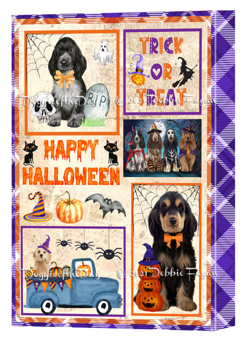 Happy Halloween Trick or Treat Cocker Spaniel Dogs Canvas Wall Art Decor - Premium Quality Canvas Wall Art for Living Room Bedroom Home Office Decor Ready to Hang CVS150434