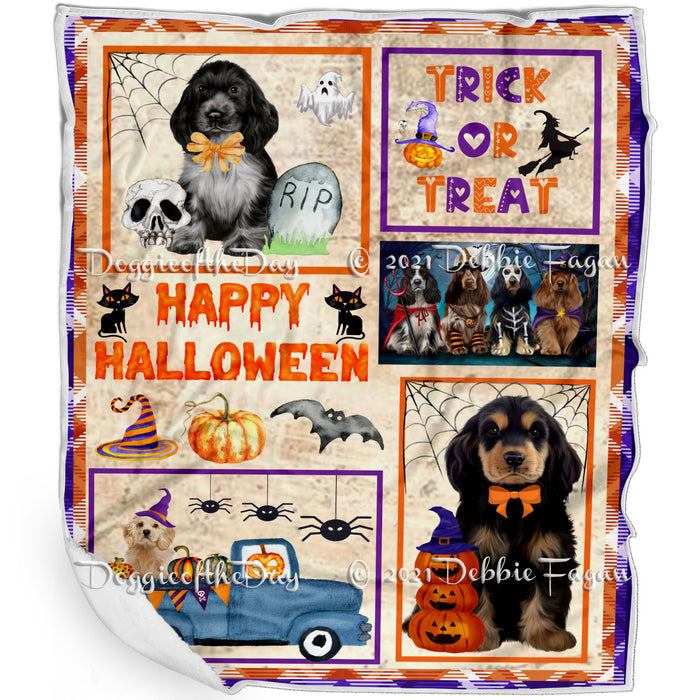 Happy Halloween Trick or Treat Cocker Spaniel Dogs Blanket BLNKT143739