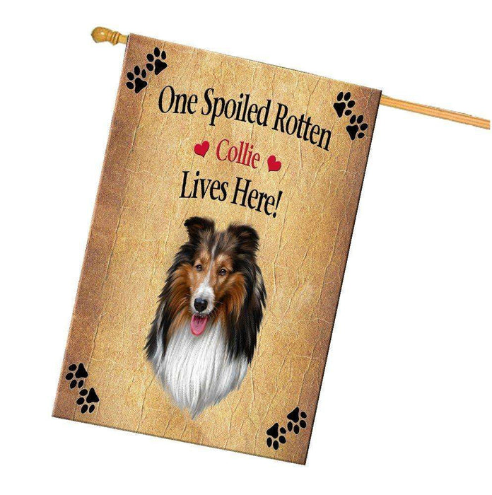 Collie Spoiled Rotten Dog House Flag
